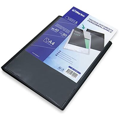 Waytex 931445 anpassningsbart A4-dokumentskydd 80 vyer 40 fickor polypro omslag svart Waytex 931445 anpassningsbart A4-dokumentskydd 80 vyer 40 fickor polypro omslag svart