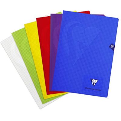 Clairefontaine 303102C Lot de 10 Cahiers Agrafés Mimesys A4 21 x 29,7 cm 48 sidor Petits Carreaux Papier Blanc 90 g Couverture Polypro Transparent Couleurs Aléatoires Clairefontaine 303102C Lot de 10 Cahiers Agrafés Mimesys A4 21 x 29,7 cm 48 sidor Petits Carreaux Papier Blanc 90 g Couverture Polypro Transparent Couleurs Aléatoires