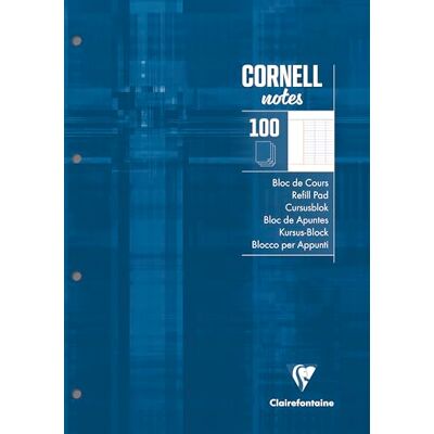 Clairefontaine 58199C Bloc de cours "CORNELL notes" perf. 4 trous 21x29,7cm 200p réglure Cornell séyès Clairefontaine 58199C Bloc de cours "CORNELL notes" perf. 4 trous 21x29,7cm 200p réglure Cornell séyès