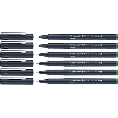 Schneider Pictus Fineliner Märkpennor (linjetjocklek 0,1 mm, dokumentäkta, metallmonterad spets, hölje av 85% återvunnen plast) 6-pack, grön Schneider Pictus Fineliner Märkpennor (linjetjocklek 0,1 mm, dokumentäkta, metallmonterad spets, hölje av 85% återvunnen plast) 6-pack, grön