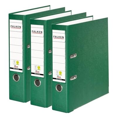 FALKEN Original Pack med 3 färgmappar i polypropen, tillverkad i Tyskland, 8 cm bred, DIN A4, grön, vegansk plastmapp, ringpärmar, brevmapp, kontorsmapp, plastmapp, slitsad mapp FALKEN Original Pack med 3 färgmappar i polypropen, tillverkad i Tyskland, 8 cm bred, DIN A4, grön, vegansk plastmapp, ringpärmar, brevmapp, kontorsmapp, plastmapp, slitsad mapp