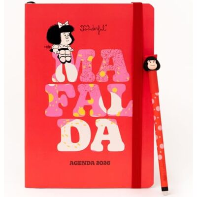 Mr. Wonderful 2026 års A5 Pocket A5 Agenda Set Veckovisa + Bobo raderbar kulspetspenna Mafalda Mr. Wonderful 2026 års A5 Pocket A5 Agenda Set Veckovisa + Bobo raderbar kulspetspenna Mafalda
