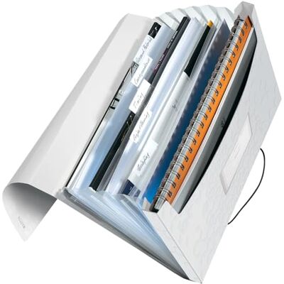 Leitz WOW Projektmapp, 6 fack, A4, gummiband, vit, 45890001 Leitz WOW Projektmapp, 6 fack, A4, gummiband, vit, 45890001