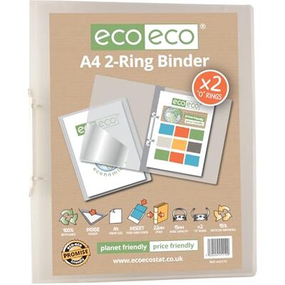 eco-eco A4 95% återvunnen presentation 22 mm ryggrad 2 ringpärm klar, eco112 eco-eco A4 95% återvunnen presentation 22 mm ryggrad 2 ringpärm klar, eco112