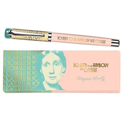 moses . libri_x kulspetspenna Virginia Woolf, bläckpenna i metall med blå stift, tryckt med citat av Virginia Woolf, i en vacker låda moses . libri_x kulspetspenna Virginia Woolf, bläckpenna i metall med blå stift, tryckt med citat av Virginia Woolf, i en vacker låda