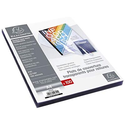 Exacompta Ref 42741E Förpackning med 100 försättsblad i 15/100 kristallklar PVC för transparenta omslag för bindning och presentation av A4-filer Exacompta Ref 42741E Förpackning med 100 försättsblad i 15/100 kristallklar PVC för transparenta omslag för bindning och presentation av A4-filer