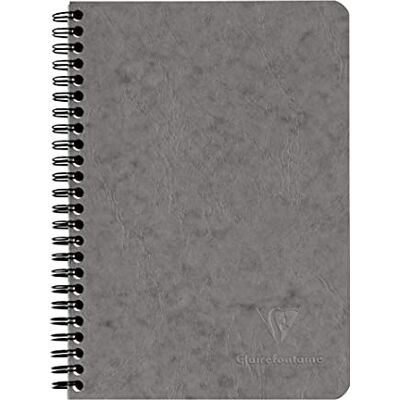 Clairefontaine 785665C spiralbok Agebag, DIN A5, 14,8 x 21 cm, 60 ark, linjerad, urtagbar, praktisk för resor, innerficka, dubbel spiralbindning, 1 styck, grå Clairefontaine 785665C spiralbok Agebag, DIN A5, 14,8 x 21 cm, 60 ark, linjerad, urtagbar, praktisk för resor, innerficka, dubbel spiralbindning, 1 styck, grå
