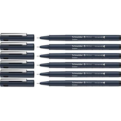 Schneider Pictus Fineliner (linjebredd 0,4 mm, dokumentäkta pigmentliner, metallmonterad spets, hölje av 85% återvunnen plast) 6-pack, svart Schneider Pictus Fineliner (linjebredd 0,4 mm, dokumentäkta pigmentliner, metallmonterad spets, hölje av 85% återvunnen plast) 6-pack, svart