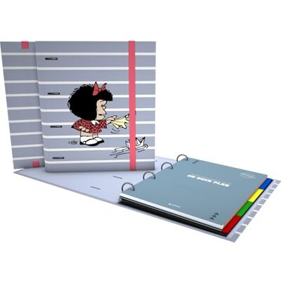 Grafoplás Grafoplas A4 Mafalda båt ringpärm med påfyllning + avdelare + planerare + klistermärken + genomskinligt kuvert, anteckningsbok, perfekt för studenter Grafoplás Grafoplas A4 Mafalda båt ringpärm med påfyllning + avdelare + planerare + klistermärken + genomskinligt kuvert, anteckningsbok, perfekt för studenter