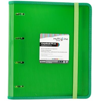 Grafoplás Grafoplas 88100020. Carpeblock 4 ringar med reservdelar och separatorer, A4, Grön, Randig polypropylen, Carpebook Multiline Grafoplás Grafoplas 88100020. Carpeblock 4 ringar med reservdelar och separatorer, A4, Grön, Randig polypropylen, Carpebook Multiline