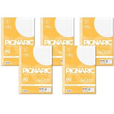 Pigna 5-pack med 40 ark A4-ark anteckningsbok, perforerade blädderblad, 4 hål, förstärkta ark med hål, 0Q, rutor 5 mm marginal Pigna 5-pack med 40 ark A4-ark anteckningsbok, perforerade blädderblad, 4 hål, förstärkta ark med hål, 0Q, rutor 5 mm marginal