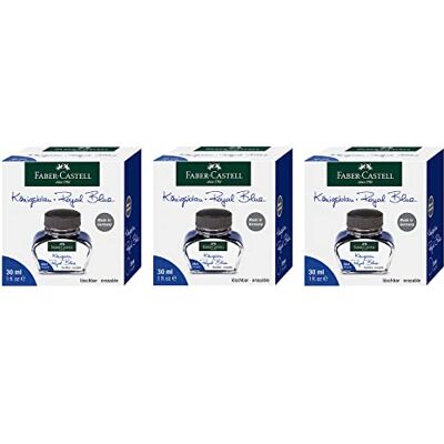Faber-Castell 205033 – bläckhorn kungsblå, 3 stycken 30 ml vardera, raderbara och tvättbara Faber-Castell 205033 – bläckhorn kungsblå, 3 stycken 30 ml vardera, raderbara och tvättbara