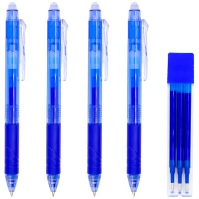 RAYLU PAPER ® 4-pack infällbara raderbara kulspetspennor och 3 påfyllningar med hybridgelbläck, blått och 0,7 mm linje, 4 blå + 3 påfyllningar) RAYLU PAPER ® 4-pack infällbara raderbara kulspetspennor och 3 påfyllningar med hybridgelbläck, blått och 0,7 mm linje, 4 blå + 3 påfyllningar)