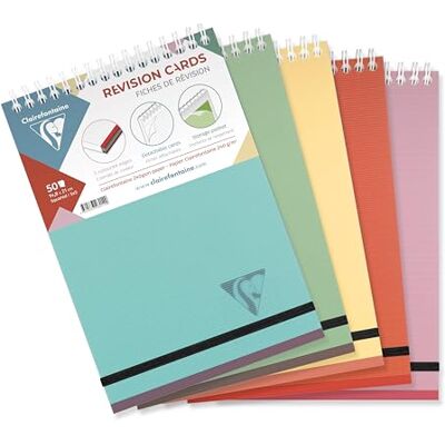 Clairefontaine 327025C Linicolor Revision Cards bloc reliure intégrale 14,8x21cm de 50 fiches détachables Q.5x5 papier 240g assortiment ESSENCE Clairefontaine 327025C Linicolor Revision Cards bloc reliure intégrale 14,8x21cm de 50 fiches détachables Q.5x5 papier 240g assortiment ESSENCE