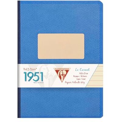 Clairefontaine 195946C Anteckningsbok 1951 Back to basics, 96 ark, linjerad, DIN A5, 14,8 x 21 cm, inbunden och mjukt omslag, 1 st, blå Clairefontaine 195946C Anteckningsbok 1951 Back to basics, 96 ark, linjerad, DIN A5, 14,8 x 21 cm, inbunden och mjukt omslag, 1 st, blå