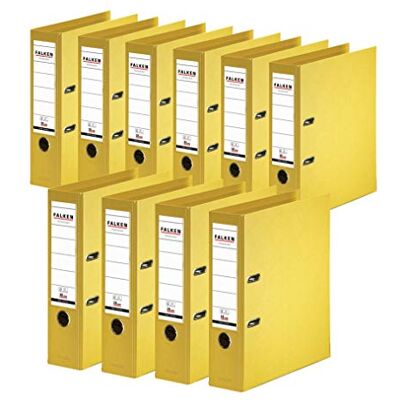 FALKEN Original 10-Pack Chromocolor Premium mappar. Made in Germany. Plastfolie utanför och innanför 8 cm bred DIN A4 gul ringpärm mapp brevmapp kontorsmapp plastmapp slitsad mapp FALKEN Original 10-Pack Chromocolor Premium mappar. Made in Germany. Plastfolie utanför och innanför 8 cm bred DIN A4 gul ringpärm mapp brevmapp kontorsmapp plastmapp slitsad mapp