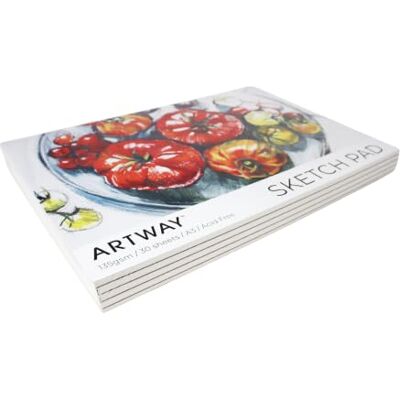 Artway Skissblock A3, 135g/m² Ritpapper, Paket med 5 30 blad (60 sidor) För Blyerts, Kol, Pastell, Bläckpenna & Märkpennor, Limmad för Enkel Avrivning, Syrafritt Artway Skissblock A3, 135g/m² Ritpapper, Paket med 5 30 blad (60 sidor) För Blyerts, Kol, Pastell, Bläckpenna & Märkpennor, Limmad för Enkel Avrivning, Syrafritt