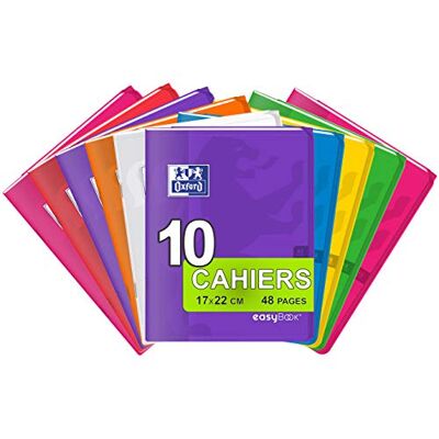 Oxford EasyBook häftklammer, liten, 17 x 22 cm, 48 sidor, rutig, 90 g, olika färger, 10 stycken Oxford EasyBook häftklammer, liten, 17 x 22 cm, 48 sidor, rutig, 90 g, olika färger, 10 stycken