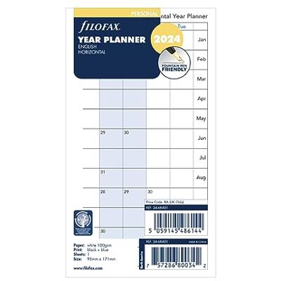 Filofax 2024 horisontell årlig personlig planerare Filofax 2024 horisontell årlig personlig planerare