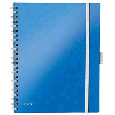 Leitz WOW Be Mobile Anteckningsblock med hård pärm, A4, 80 ark, rutad, spiralbundet, vitt papper, 80 g/m2, blå, 46450036 Leitz WOW Be Mobile Anteckningsblock med hård pärm, A4, 80 ark, rutad, spiralbundet, vitt papper, 80 g/m2, blå, 46450036