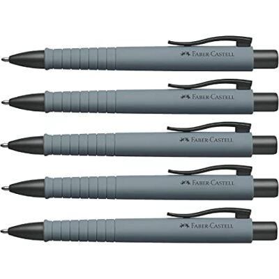 Faber-Castell 205024 – kulspetspenna poly boll, urban sten grå, 5 stycken, med utbytbar 0,5 mm mina, dokumentsäker Faber-Castell 205024 – kulspetspenna poly boll, urban sten grå, 5 stycken, med utbytbar 0,5 mm mina, dokumentsäker