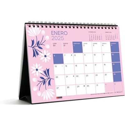 Miquelrius Skrivbordskalender 2025, A5-kalender: 210 x 148,5 mm, med plats att kommentera, kalender 2025, dubbel spiralbindning, årlig skrivbordskalender, spanska, blomdesign Miquelrius Skrivbordskalender 2025, A5-kalender: 210 x 148,5 mm, med plats att kommentera, kalender 2025, dubbel spiralbindning, årlig skrivbordskalender, spanska, blomdesign