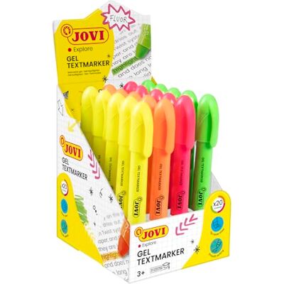 Jovi !NEON Gel Marker, Box med 20 stift överstrykningspennor, blandade färger, torkar inte ut, smetar inte ut skrift eller blöder inte genom papper, glutenfri, (1829) Jovi !NEON Gel Marker, Box med 20 stift överstrykningspennor, blandade färger, torkar inte ut, smetar inte ut skrift eller blöder inte genom papper, glutenfri, (1829)
