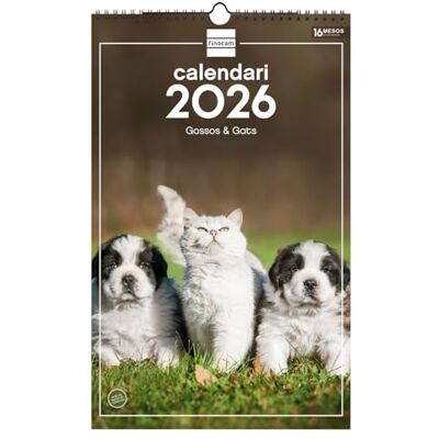 Finocam Väggkalender 2026, 25 x 40 cm, månadsvy januari december 2026 + september dec 2025 (4 månader) Kalender 2026 Bilder Hundar och katter Katalanska Finocam Väggkalender 2026, 25 x 40 cm, månadsvy januari december 2026 + september dec 2025 (4 månader) Kalender 2026 Bilder Hundar och katter Katalanska
