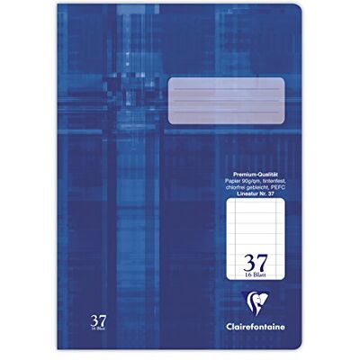Clairefontaine 331037C – förpackning med 25 häften perfekt för skolan, DIN A4, 16 blad, 90 g, linjering 37 kontinuerligt linjerad med perforerad kant, blå, 1-pack Clairefontaine 331037C – förpackning med 25 häften perfekt för skolan, DIN A4, 16 blad, 90 g, linjering 37 kontinuerligt linjerad med perforerad kant, blå, 1-pack