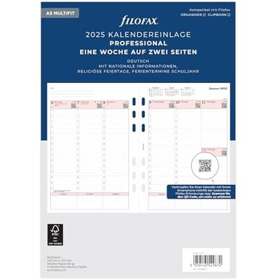 Filofax A5 Professional 1 vecka på 2 sidor (tyska) 2025 Filofax A5 Professional 1 vecka på 2 sidor (tyska) 2025