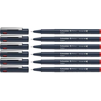 Schneider Pictus Fineliner (linjetjocklek 0,4 mm, dokumentäkta pigmentliner, metallmonterad spets, hölje av 85% återvunnen plast) 6-pack, röd Schneider Pictus Fineliner (linjetjocklek 0,4 mm, dokumentäkta pigmentliner, metallmonterad spets, hölje av 85% återvunnen plast) 6-pack, röd