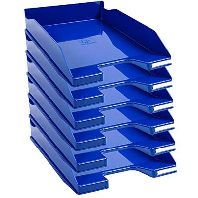 Exacompta 113203D portfölj Combo Midi (34,7 x 25,5 x 6,5 cm, för dokument DIN A4, perfekt för din organisation, robust, stapelbar) set med sex blå glansig Exacompta 113203D portfölj Combo Midi (34,7 x 25,5 x 6,5 cm, för dokument DIN A4, perfekt för din organisation, robust, stapelbar) set med sex blå glansig