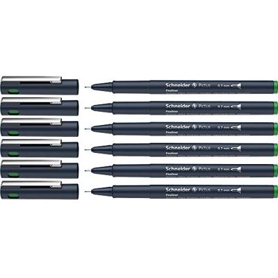 Schneider Pictus Fineliner (linjetjocklek 0,7 mm, dokumentäkta pigmentliner, metallmonterad spets, hölje av 85% återvunnen plast) 6-pack, grön Schneider Pictus Fineliner (linjetjocklek 0,7 mm, dokumentäkta pigmentliner, metallmonterad spets, hölje av 85% återvunnen plast) 6-pack, grön