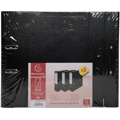 Exacompta Ref. 918401SE kartong med 4 uppsättningar med 3 spakpärmar rygg 80 mm A4-format för arkivering polypropenutsida/pappersinsida svart Exacompta Ref. 918401SE kartong med 4 uppsättningar med 3 spakpärmar rygg 80 mm A4-format för arkivering polypropenutsida/pappersinsida svart
