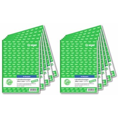 Sigel LO519/10 Lönekvitton för mini-Jobs, A5, 10-pack, 50 blad, med blåpapper Sigel LO519/10 Lönekvitton för mini-Jobs, A5, 10-pack, 50 blad, med blåpapper
