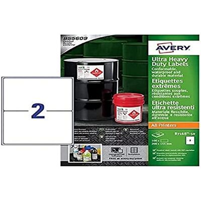 Avery B7168-50 Ultra Motståndskraftiga Etiketter - 50 ark Avery B7168-50 Ultra Motståndskraftiga Etiketter - 50 ark