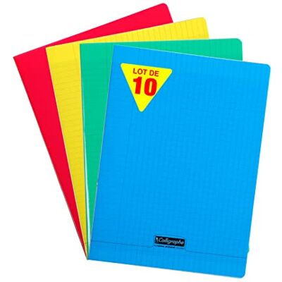 Clairefontaine Kalligraphe PP häftad anteckningsbok, A4+, Séyès, 48 ark blandade färger, paket med 10 Clairefontaine Kalligraphe PP häftad anteckningsbok, A4+, Séyès, 48 ark blandade färger, paket med 10