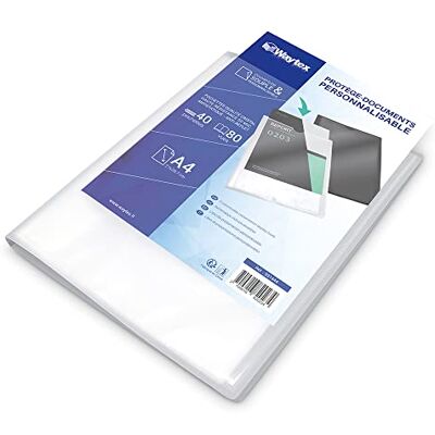 Waytex 931444 anpassningsbart A4-dokumentskydd 80 vyer 40 fickor polypro omslag transparent Waytex 931444 anpassningsbart A4-dokumentskydd 80 vyer 40 fickor polypro omslag transparent