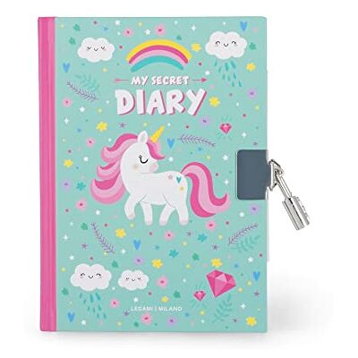 LEGAMI Hemlig dagbok med hänglås, 328 sidor, med Segnapagina, i certifierat papper, 11x15,5 cm, Unicorn tema LEGAMI Hemlig dagbok med hänglås, 328 sidor, med Segnapagina, i certifierat papper, 11x15,5 cm, Unicorn tema