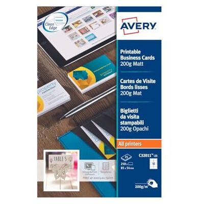 Avery Visitkort, Vit, 30 x 21,5 x 1,6 cm Avery Visitkort, Vit, 30 x 21,5 x 1,6 cm