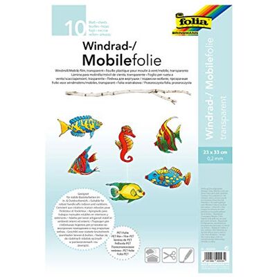 folia 420230 – Mobile folie, vindradfilm, PVC, transparent, 0,2 mm, 23 x 33 cm, 10 ark – för tillverkning av mobila eller vindhjul folia 420230 – Mobile folie, vindradfilm, PVC, transparent, 0,2 mm, 23 x 33 cm, 10 ark – för tillverkning av mobila eller vindhjul