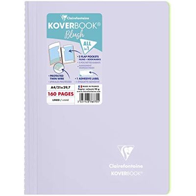 Clairefontaine 376775C Un Cahier à Spirale Koverbook Blush Lilas A4 21x29,7 cm 160 Pages Lignées Papier Blanc 90 g Couverture Polypro Enveloppante Clairefontaine 376775C Un Cahier à Spirale Koverbook Blush Lilas A4 21x29,7 cm 160 Pages Lignées Papier Blanc 90 g Couverture Polypro Enveloppante