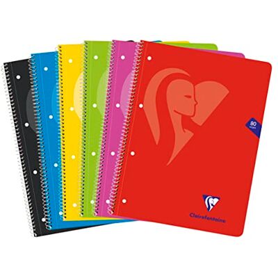 Clairefontaine 696803C Mimesys cahier spiralé carte souple 22,5x29,5cm 160p Q.5x5 cadré perfo. 4 trous couleurs VIVES couleur aléatoire Clairefontaine 696803C Mimesys cahier spiralé carte souple 22,5x29,5cm 160p Q.5x5 cadré perfo. 4 trous couleurs VIVES couleur aléatoire