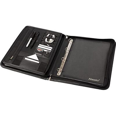 ALASSIO 31517-2 i 1 orgamapp och fackmapp, organisatör DIN A4 med 6 fack, mötesmapp av läderimitation, skrivmapp, mapp med ringmekanik, dokumentmapp ca 36,5 x 29 x 5,5 cm, svart ALASSIO 31517-2 i 1 orgamapp och fackmapp, organisatör DIN A4 med 6 fack, mötesmapp av läderimitation, skrivmapp, mapp med ringmekanik, dokumentmapp ca 36,5 x 29 x 5,5 cm, svart