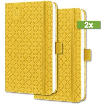 Sigel J4116 Jolie Agenda semainier 2024, couverture rigid, 9,5 x 15 cm, 174 sidor, jaune, 2 stycken Sigel J4116 Jolie Agenda semainier 2024, couverture rigid, 9,5 x 15 cm, 174 sidor, jaune, 2 stycken