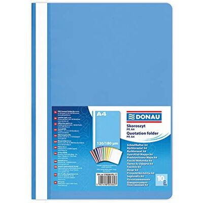 DONAU 1702001PL-01 plast snabbhäftapparat A4 svart/sikteplast av ekologisk PP-folie 120/180 µm/med transparent lock/för kontor och skola/kapacitet ca 200 blad 10-pack Ljusblå DONAU 1702001PL-01 plast snabbhäftapparat A4 svart/sikteplast av ekologisk PP-folie 120/180 µm/med transparent lock/för kontor och skola/kapacitet ca 200 blad 10-pack Ljusblå