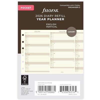 Filofax Pocket årspl.cotton cr. (E) 2026 Filofax Pocket årspl.cotton cr. (E) 2026