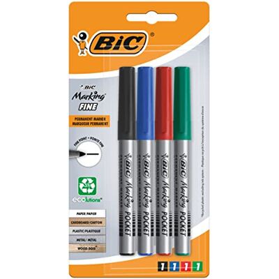 BIC Marking Fine ECOlutions permanenta markörer med fin konisk spets blandade färger, blister med 4 st BIC Marking Fine ECOlutions permanenta markörer med fin konisk spets blandade färger, blister med 4 st