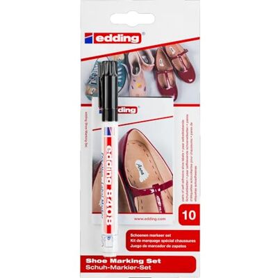 edding 8408 skomarkeringsset – svart – 1 penna och 10 etiketter – rund fjäder 0,75 mm – för märkning av personliga skoetiketter edding 8408 skomarkeringsset – svart – 1 penna och 10 etiketter – rund fjäder 0,75 mm – för märkning av personliga skoetiketter