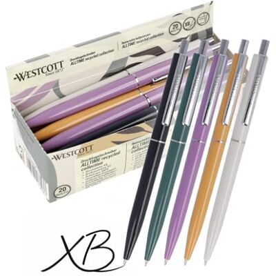Westcott ALLTIME Mix Kulspetspenna 20 stycken GRS-certifierad kulspetspenna, svart bläck Strecktjocklek XB, G2-standardpåfyllning dokumentäkthet enligt ISO 12757-2 Metallklämma E-733798 00 Westcott ALLTIME Mix Kulspetspenna 20 stycken GRS-certifierad kulspetspenna, svart bläck Strecktjocklek XB, G2-standardpåfyllning dokumentäkthet enligt ISO 12757-2 Metallklämma E-733798 00